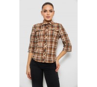 Сорочка жіноча в клітку, колір коричневий, 230R063