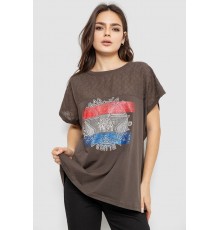 Футболка жіноча з принтом, колір хакі, 244RW532