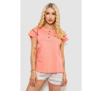 Пижама женская с принтом, цвет персиковый, 243R0004-P5