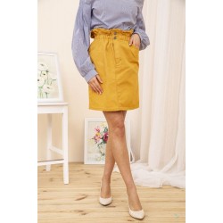 Джинсовая мини-юбка, горчичного цвета, 164R2023