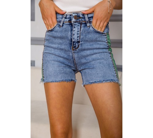 Приталені джинсові шорти, синього кольору, 164R4618