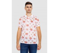 Поло чоловіче з принтом, колір біло-рожевий, 247R306