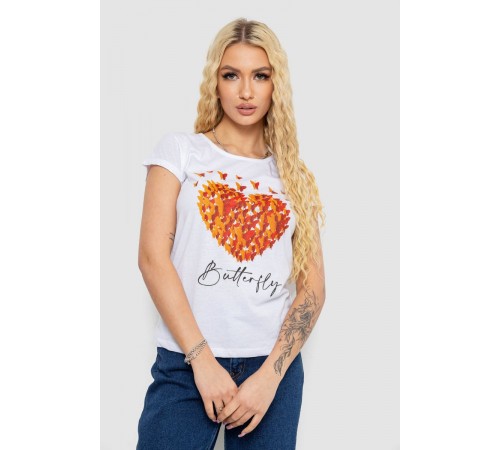Футболка женская с принтом, цвет белый, 244R2204