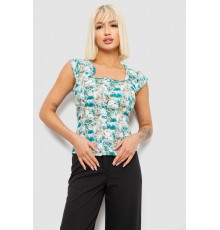 Блуза з квітковим принтом, колір бірюзовий, 230R262