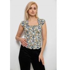 Блуза з квітковим принтом, колір джинс, 230R262