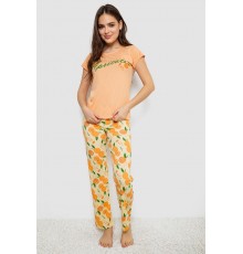 Жіноча піжама з принтом, колір помаранчевий, 243R7137