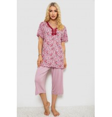 Піжама жіноча з принтом, колір пудровий, 243R6923