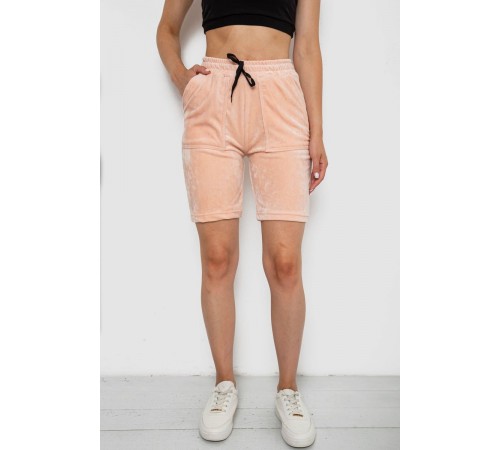 Шорти жіночі однотонні велюрові, колір персиковий, 238R58169