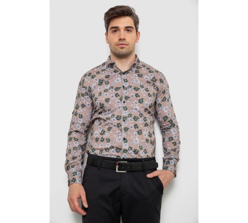 Сорочка чоловіча з принтом, колір мокко, 214R1036