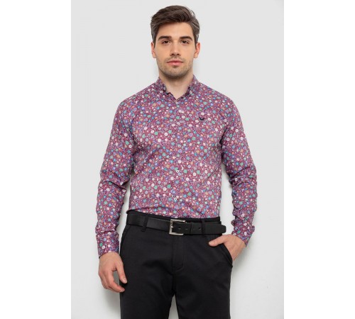 Сорочка чоловіча з принтом, колір бордовий, 214R2699