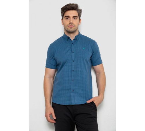 Сорочка чоловіча в клітку, колір джинс, 214R4564-5