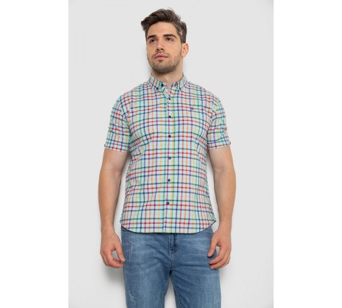 Сорочка чоловіча в клітку, колір блакитний, 214R842