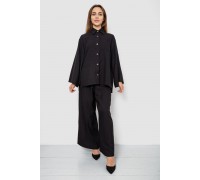 Костюм женский свободного кроя жатка, цвет черный, 102R5264