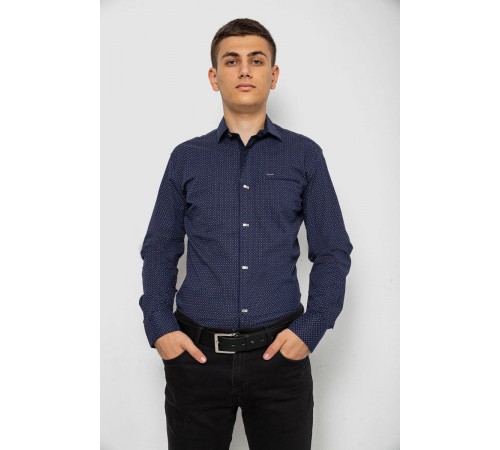 Сорочка чоловіча з принтом, колір синій, 214R7468-1