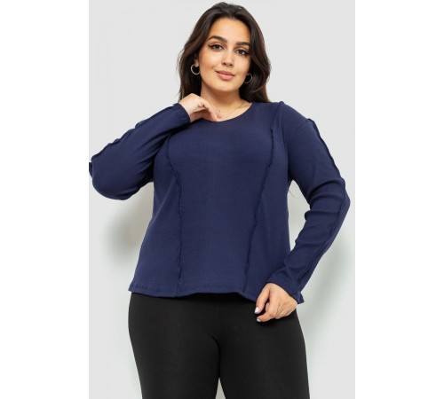 Жіночий лонгслів в рубчик, колір синій, 102R325-1