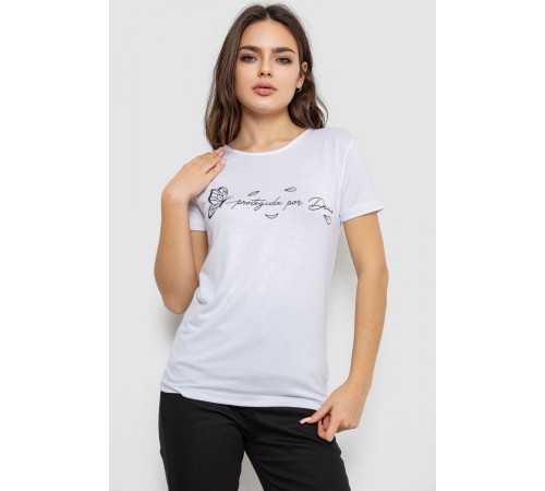 Футболка жіноча з принтом, колір білий, 244R508