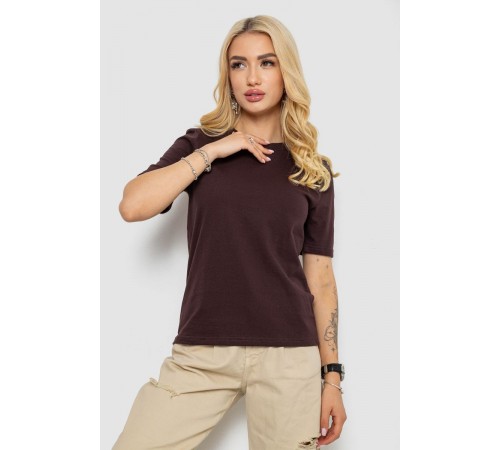 Футболка женская однотонная, цвет шоколадный, 241R1800