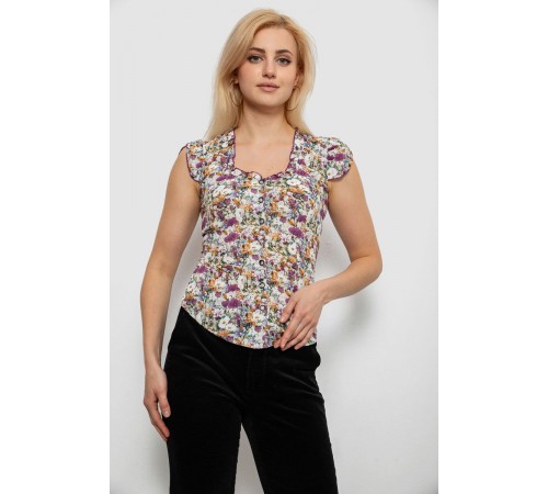 Блуза з квітковим принтом, колір фіолетовий, 230R262