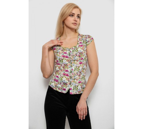 Блуза c цветочным принтом, цвет фуксия, 230R262