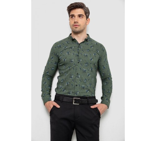 Сорочка чоловіча з принтом, колір хакі, 214R1043