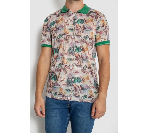 Поло чоловіче з принтом, колір бежево-зелений, 247R314