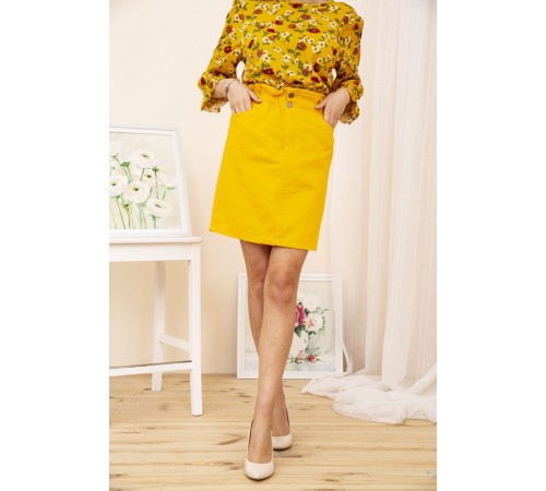 Джинсовая мини-юбка, темно-желтого цвета, 164R2023