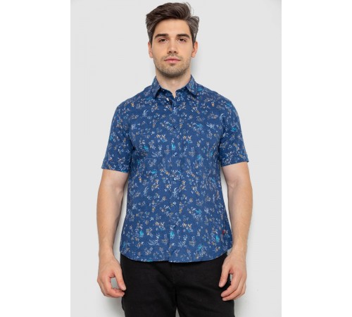 Сорочка чоловіча з принтом, колір джинс, 214R6917-91