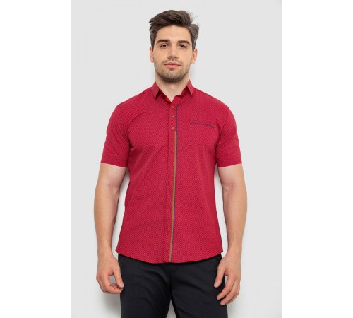 Сорочка чоловіча з принтом, колір бордовий, 214R7017