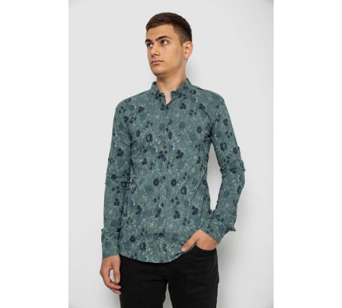 Сорочка чоловіча з принтом, колір оливковий, 214R812