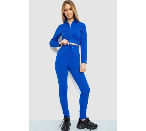 Костюм жіночий в рубчик, колір електрик, 244R14302