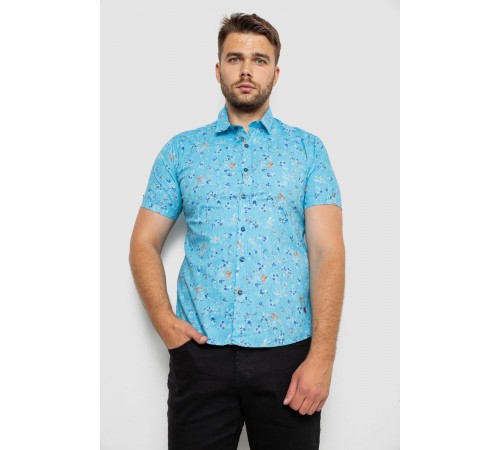 Рубашка мужская с принтом, цвет голубой, 214R6917-9