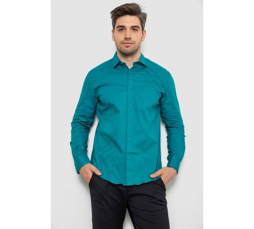 Сорочка чоловіча однотонна, колір зелений, 214R7466