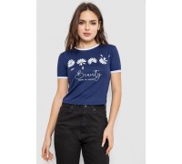 Футболка-топ женская с принтом, цвет синий, 244R604