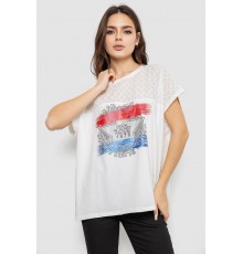 Футболка жіноча з принтом, колір молочний, 244RW532