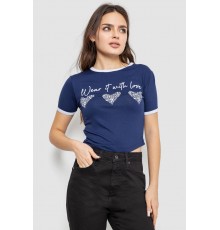 Футболка-топ женская с принтом, цвет синий, 244R504