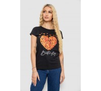 Футболка жіноча з принтом, колір чорний, 244R2204