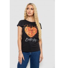 Футболка жіноча з принтом, колір чорний, 244R2204