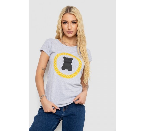 Футболка женская с принтом, цвет серый, 244R2216