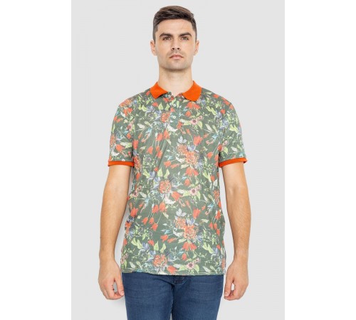 Поло чоловіче з принтом, колір оранжево-зелений, 247R310