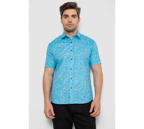 Сорочка чоловіча з принтом, колір блакитний, 214R6917-91