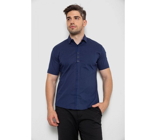 Сорочка чоловіча з принтом, колір синій, 214R7014