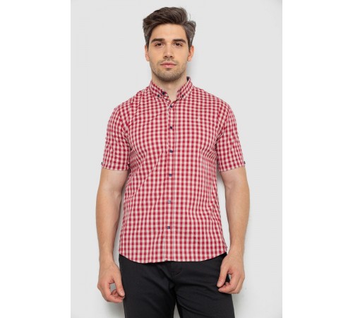 Сорочка чоловіча в клітку, колір червоний, 214R832