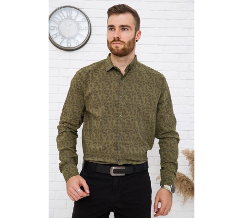 Рубашка мужская, хаки, натуральный хлопок, 511F015 цвет Хаки