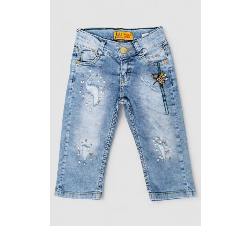 Капрі джинсові для дівчаток, колір темно-блакитний, 247R1604