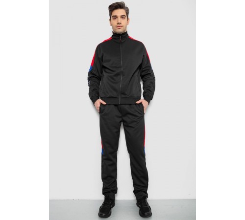 Спортивний костюм чоловічий двонитка, колір чорний, 129R5215
