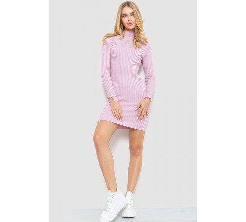 Платье вязаное в рубчик, цвет светло-розовый, 204R173