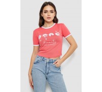 Футболка-топ жіноча з принтом, колір кораловий, 244R604
