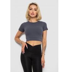 Футболка - топ женская в рубчик, цвет темно-серый, 238R58210