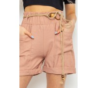 Шорты женские с поясом, цвет пудровый, 214R1704