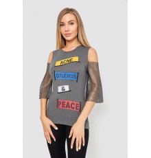 Повседневная женская однотонная футболка, цвет серый, 247R027